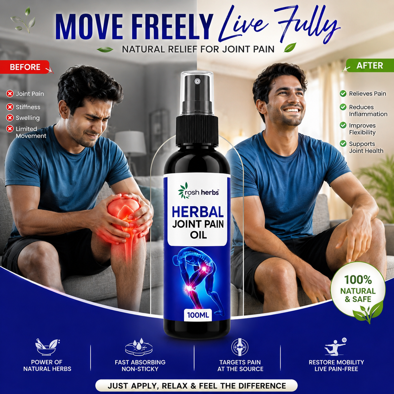 Deep Relief Herbal Joint Oil – 100ml | GMP Certified Ayurvedic