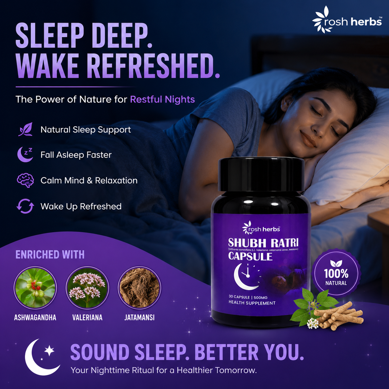 Shubh Ratri Deep Sleep Capsule – 30 Caps | Natural & Non-Habit Forming