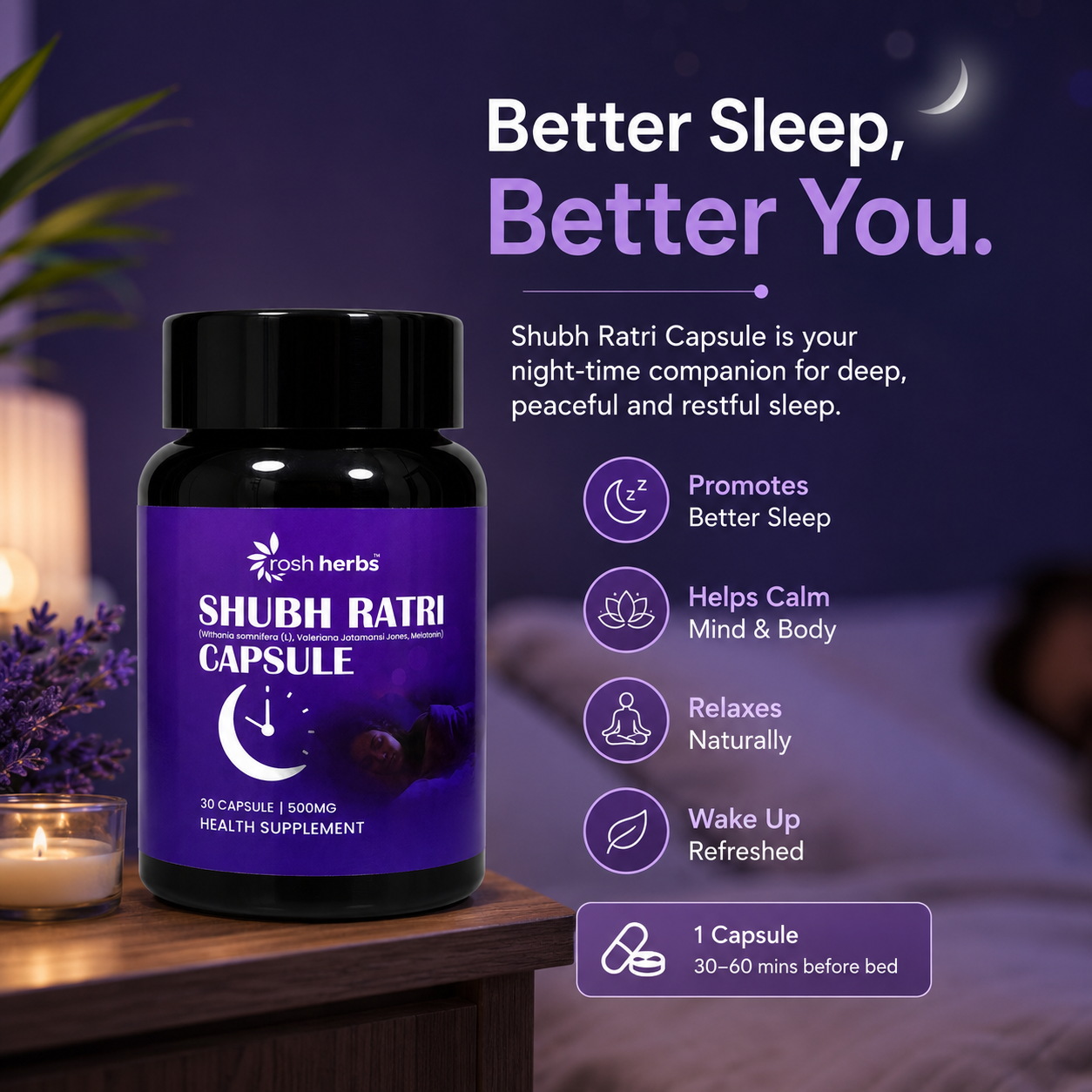 Shubh Ratri Deep Sleep Capsule – 30 Caps | Natural & Non-Habit Forming